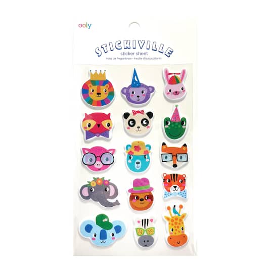 OOLY Stickiville Standard Party Animals Puffy Stickers